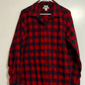 Womens LL Bean scotch plaid flannel shirt relaxed fit 1x.